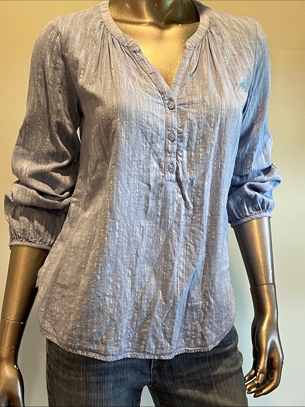Old Navy Light Blue Henley Pullover Blouse